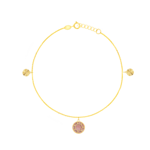 Amelia Roma Anklet in 18K Yellow Golf With Pink White Mother of Pearl 