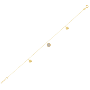 Amelia Roma Anklet in 18K Yellow Golf With Pink White Mother of Pearl 