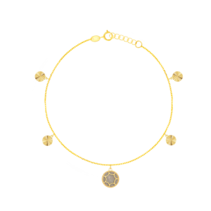 Amelia Roma Anklet in 18K Yellow Golf With Pink Mother of Pearl 