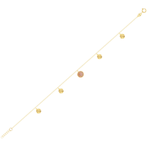 Amelia Roma Anklet in 18K Yellow Golf With Pink Mother of Pearl 