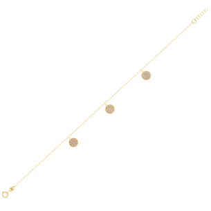 Amelia Roma Trio Anklet in 18K Yellow Golf With Pink White Mother of Pearl 
