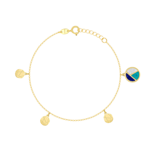 Amelia Barcelona 18k Yellow Gold and Coloured Mother of Pearl Anklet
