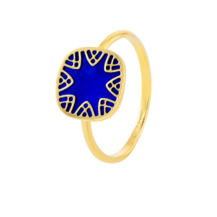 Amelia Magical Dusk Mother Of Pearl Ring Big Square Motif in 18K Yellow Gold 