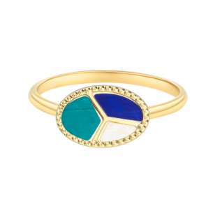 Amelia Barcelona 18k Yellow Gold and Coloured Mother of Pearl Ring