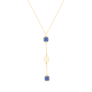Amelia Granada Coloured Mother Of Pearl Three Motifs Necklace in 18K Yellow Gold 