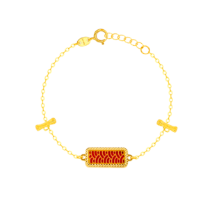 Amelia Tokyo Rectangle Shape Double T Bar Two Faced 18K Yellow Gold Bracelet