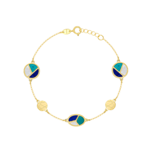 Amelia Barcelona 18k Yellow Gold and Coloured Mother of Pearl Bracelet