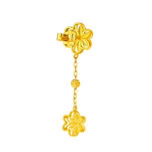 Anmol Floret Big/Small Double Motif Drop Earrings in 21K Yellow Gold 