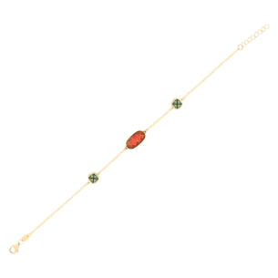Amelia Sunrise Coloured Mother Of Pearl Bracelet Three Motifs in 18K Yellow Gold 