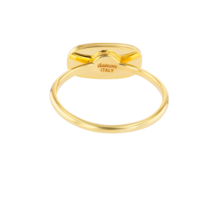 خاتم أميليا الغروب السحري من عرق اللؤلؤ مزيّن بتصميم بيضاوي من الذهب الأصفر عيار 18 قيراط