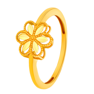 Anmol Floret Single Motif Small Ring in 21K Yellow Gold 