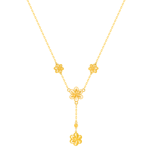 Anmol Floret Multiple Motif Y Necklace in 21K Yellow Gold 
