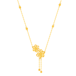 Anmol Floret Double Motif Y Necklace in 21K Yellow Gold 