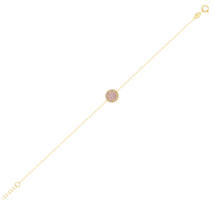 Amelia Roma Single Small Motif Bracelet 18K Yellow Gold With Pink White Mother Of Pearl