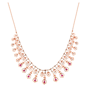 Ananya Diamond & Ruby Necklace & Earring in 18K Gold