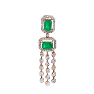 Ananya Diamond & Emerald Necklace & Earring in 18K Gold