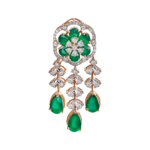 Ananya Diamond & Green Onyx Necklace & Earring in 18K Gold