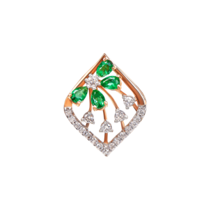 Ananya Diamond & Emerald Pendant chain & Earring in 18K Gold