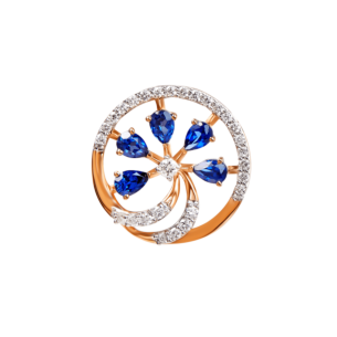 Ananya Diamond & Blue Sapphire Pendant chain & Earring in 18K Gold