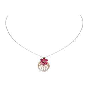 Ananya Diamond & Ruby Pendant chain & Earring in 18K Gold