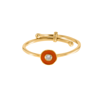 Children's Jewellery Ara Diamond Adjustable Ring With Coquelicot Enamel 