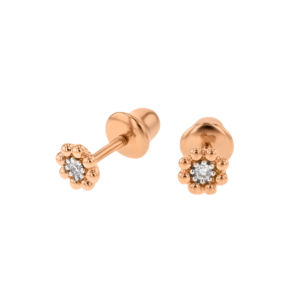 Children's Jewellery Ara Diamond Earring Rose Gold Flower Earrings Eight Petals 