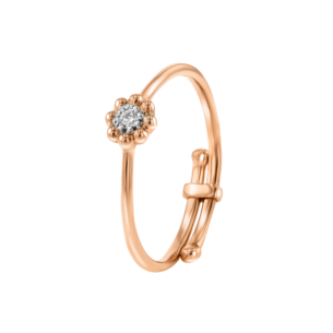Children's Jewellery Ara Diamond Adjustable Ring Flower Rose Gold Eight Petals
