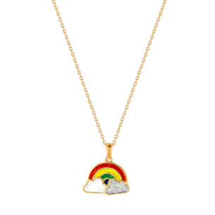 Children's Jewellery Ara Diamond Yellow Gold Rainbow Necklace