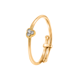 Children's Jewellery Ara Diamond Resizable Ring  Yellow Gold Earring Three Studs 