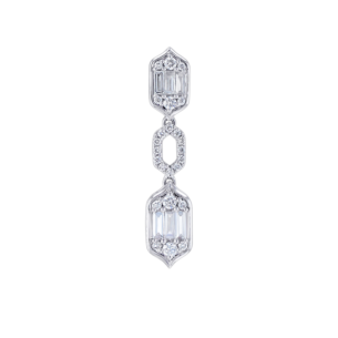 Palace Baguette Cut Diamond Drop Earrings 18K White Gold 