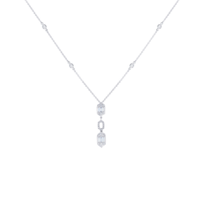 Palace Baguette Cut Diamond Necklace 18K White Gold 