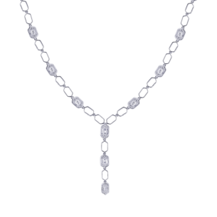 Palace Baguette Y Diamond Necklace 18K White Gold 