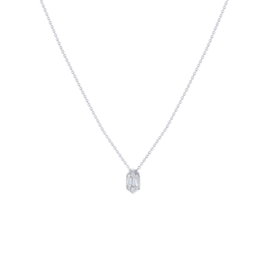 Palace Single Motif Baguette Cut Diamond Necklace 18K White Gold 