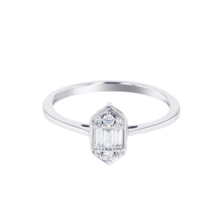 Palace Baguette Single Motif Diamond Ring 18K White Gold 