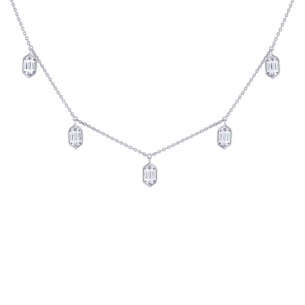 Palace Baguette Drop 0.5 Carat Diamond Necklace 18K White Gold 
