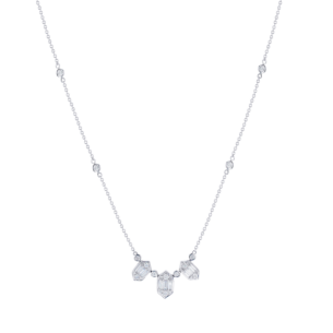 Palace Baguette 3 Diamond Necklace 18K White Gold 