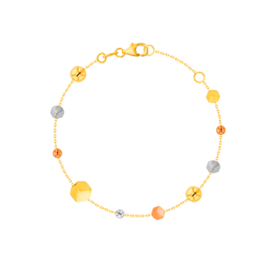 Cubes Dense Beads Bracelet in 18K Yellow & White Gold 