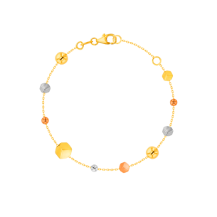 Cubes Dense Beads Bracelet in 18K Yellow & White Gold 