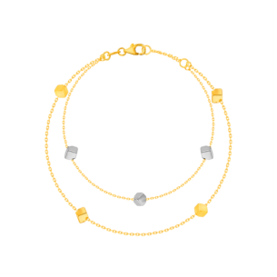 Cubes Double Chain Bracelet in 18K Yellow, White & Rose Gold