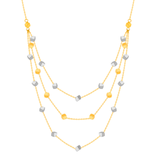 Cubes Tiered Necklace 18K Yellow & White Gold 