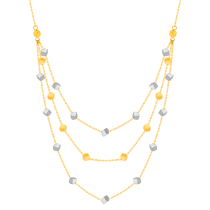 Cubes Tiered Necklace 18K Yellow & White Gold 