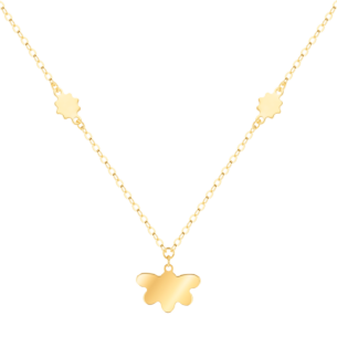 Damas Children's Half Flower Coloured Mother Of Pearl Necklace In 18K Yellow Gold 