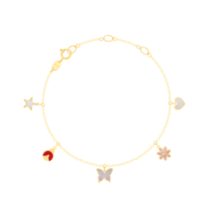 Damas Children's Mixed Motifs Coloured Mother Of Pearl Bracelet In 18K Yellow Gold 