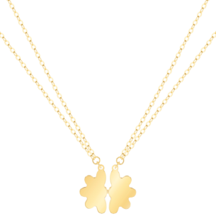 Damas Children's Coloured Mother Of Pearl Two Pieces Half Flower Promise Necklace In 18K Yellow Gold 