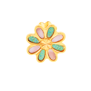 Damas Children's Flower Coloured Mother Of Pearl Earrings In 18K Yellow Gold 