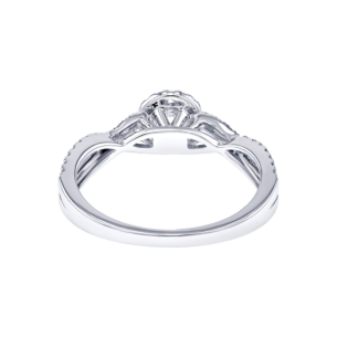 Damas Engagement 0.3 Carat Round Brilliant Diamond Engagement Ring With Double Overlapping Diamond Studded Band 