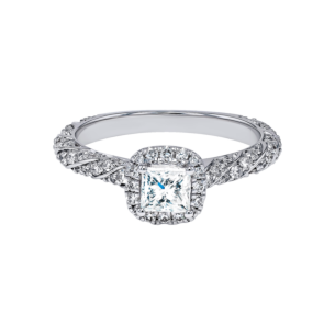 Damas Engagement 0.5 Carat Princess Diamond Engagment Ring With Twisted Diamond Studded Band 
