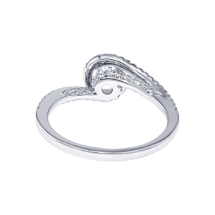 Damas Engagement 0.3 Carat Round Brilliant Diamond Engagment Ring With Spiral Diamond Studded Band 