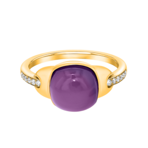 Drops 18K Yellow Gold and Amethyst Ring