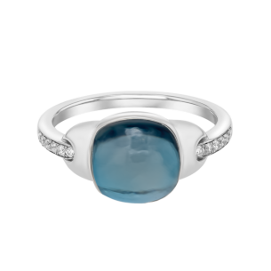 Drops 18K White Gold and London Blue Topaz Ring